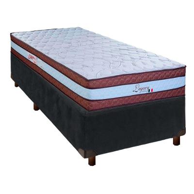 Conjunto Cama Box Cinza Solteiro + Colchão Molas Ensacadas Legaccy Paropas