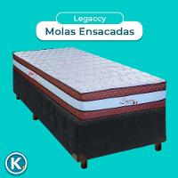 Conjunto Cama Box Cinza Solteiro + Colchão Molas Ensacadas Legaccy Paropas