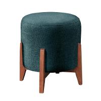Puff Banqueta Thor Luxo Madeira Maciça Castellar Móbile Linho Azul - 1