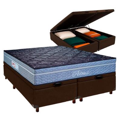Cama Box Bau Blindado Queen + Colchão Molas Ensacadas Petrus Paropas
