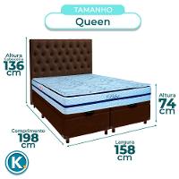 Kit Cama Box Bau + Cabeceira + Colchão Queen Molas Ensacadas - Blue - Paropas - 3