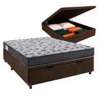 Cama Box Bau Marrom Casal + Colchão D33 Iso100 Ortobom - 1