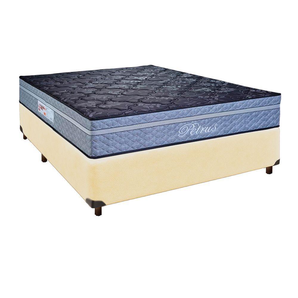 Cama Box Bege Casal + Colchão Molas Ensacadas Petrus Paropas - 1