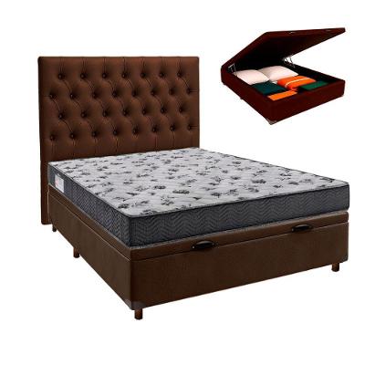 Conjunto Cama Box Bau Blindado Casal + Colchão D33 Iso100 Ortobom + Cabeceira