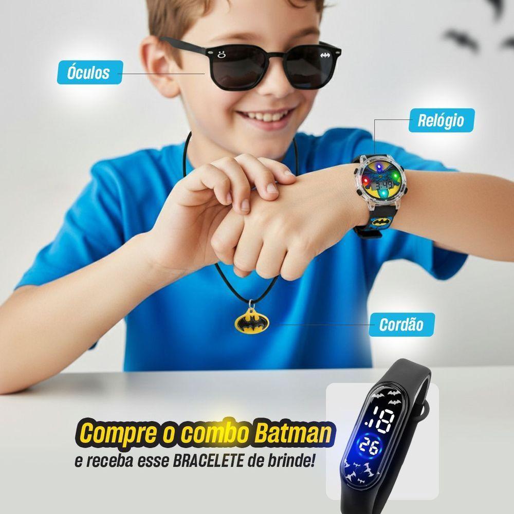 Oculos Colar + Relogio Infantil Digital Led Preto + Caixa Qualidade Premium Protecao Uv Crianca - 2