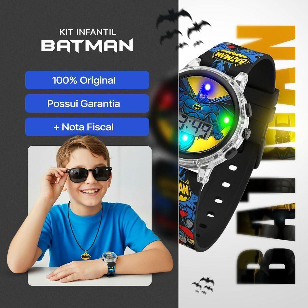 Oculos Colar + Relogio Infantil Digital Led Preto + Caixa Qualidade Premium Protecao Uv Crianca - 8