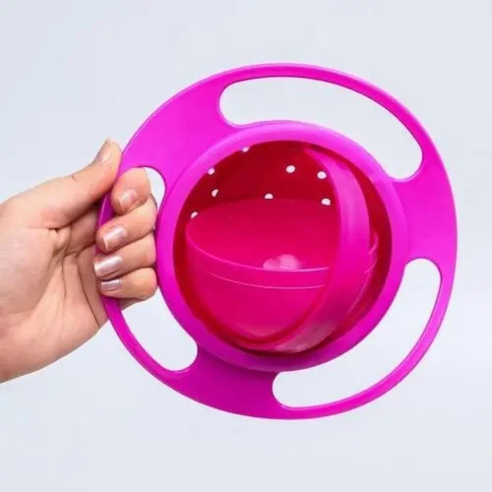 Comedouro Portátil Giratório Animais Domésticos Prato Anti Bagunça Tigela Pet Cachorro Gato Rosa - 5