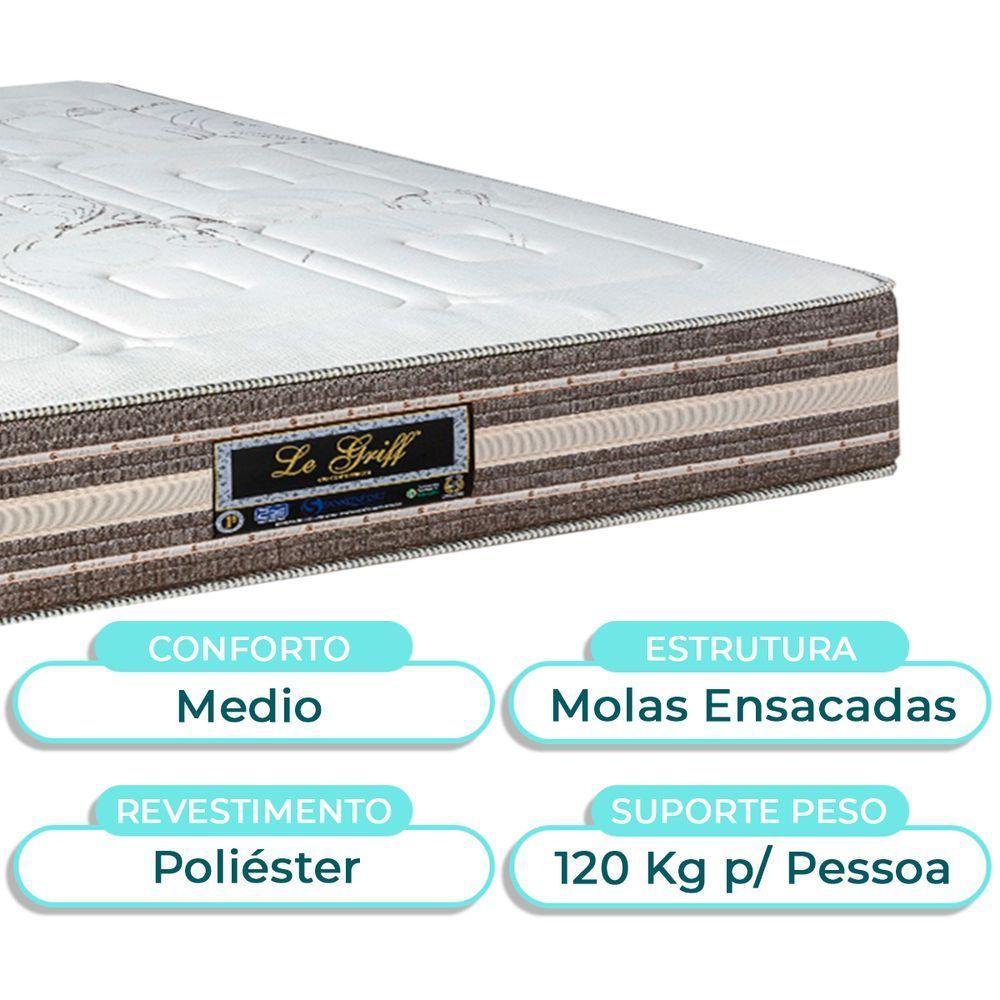 Cama Box Bau Branco Casal + Colchão Molas Ensacadas Legriff Sankonfort - 2