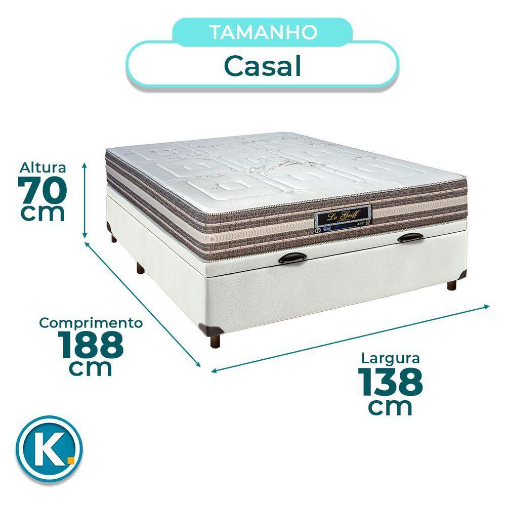 Cama Box Bau Branco Casal + Colchão Molas Ensacadas Legriff Sankonfort - 3
