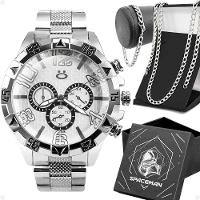 Relogio Aço Inox Prova Dagua + Corrente + Pulseira + Caixa - 1