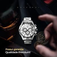 Relogio Aço Inox Prova Dagua + Corrente + Pulseira + Caixa - 8