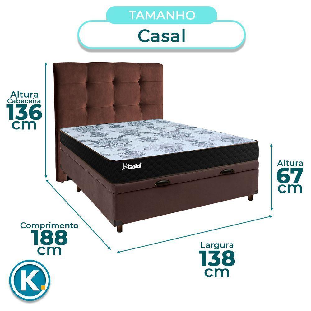 Kit Cama Box Bau + Cabeceira + Colchão Casal Molas Ensacadas - Life Gold - Paropas - 3