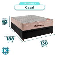 Cama Box Bau Preto Casal + Colchão Molas Ensacadas Airtech Ortobom - 3