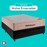 Cama Box Bau Preto Casal + Colchão Molas Ensacadas Airtech Ortobom - 4