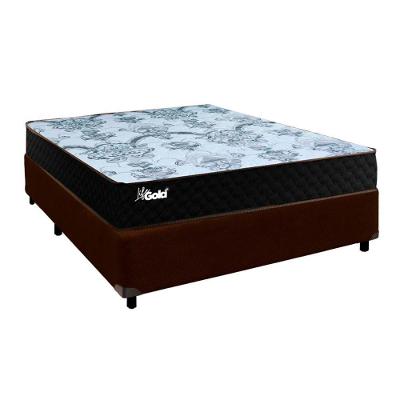 Cama + Box Marrom E Colchão Molas Ensacadas Casal - Life Gold Paropas