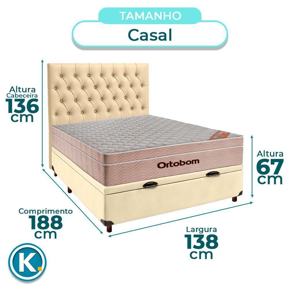 Cama Box Bau + Colchão Casal Ortobom Molas Ensacadas Airtech + Cabeceira Estofada - 3