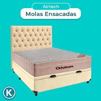 Cama Box Bau + Colchão Casal Ortobom Molas Ensacadas Airtech + Cabeceira Estofada