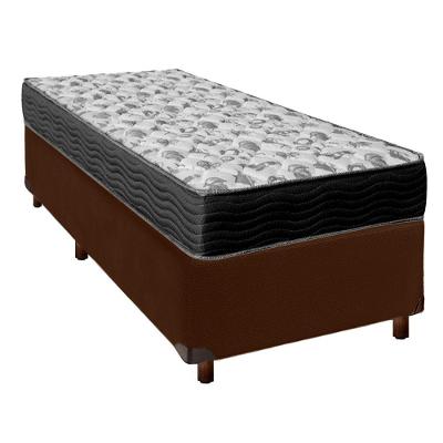 Conjunto Cama Box Marrom Solteiro + Colchão D33 Iso100 Ortobom