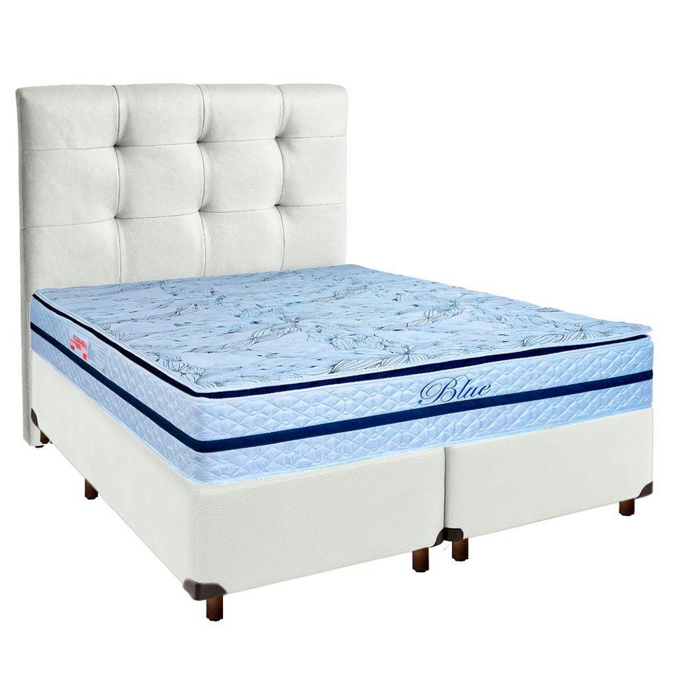 Kit Cabeceira + Cama Box + Colchão Queen Molas Ensacadas Blue Paropas - 1