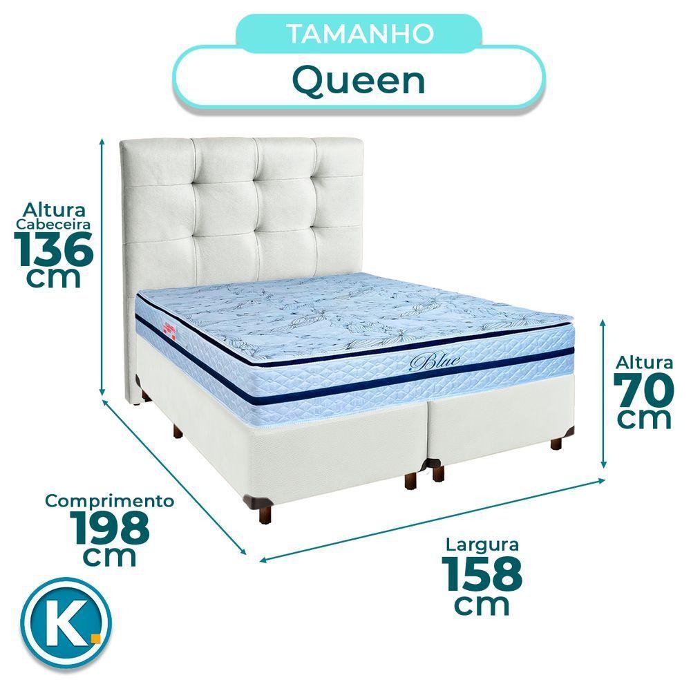 Kit Cabeceira + Cama Box + Colchão Queen Molas Ensacadas Blue Paropas - 3