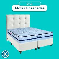 Kit Cabeceira + Cama Box + Colchão Queen Molas Ensacadas Blue Paropas