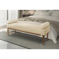 Recamier Banco Berlim Luxo Madeira Maciça Castellar Móbile Veludo Bege Claro Veludo Bege Claro - 4