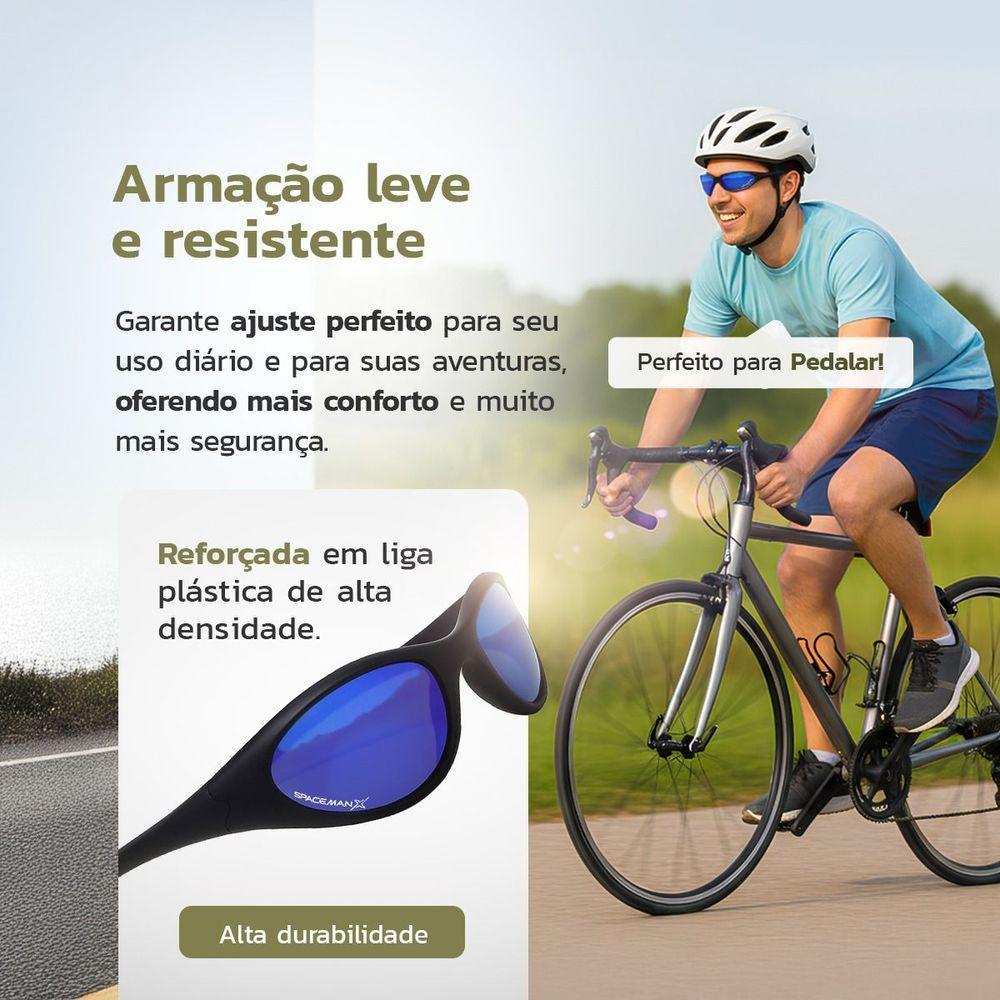 Oculos Azul Uv400 Bike Ciclismo Esportivo + Case Lente Espelhada Qualidade Premium Vilão Presente - 3