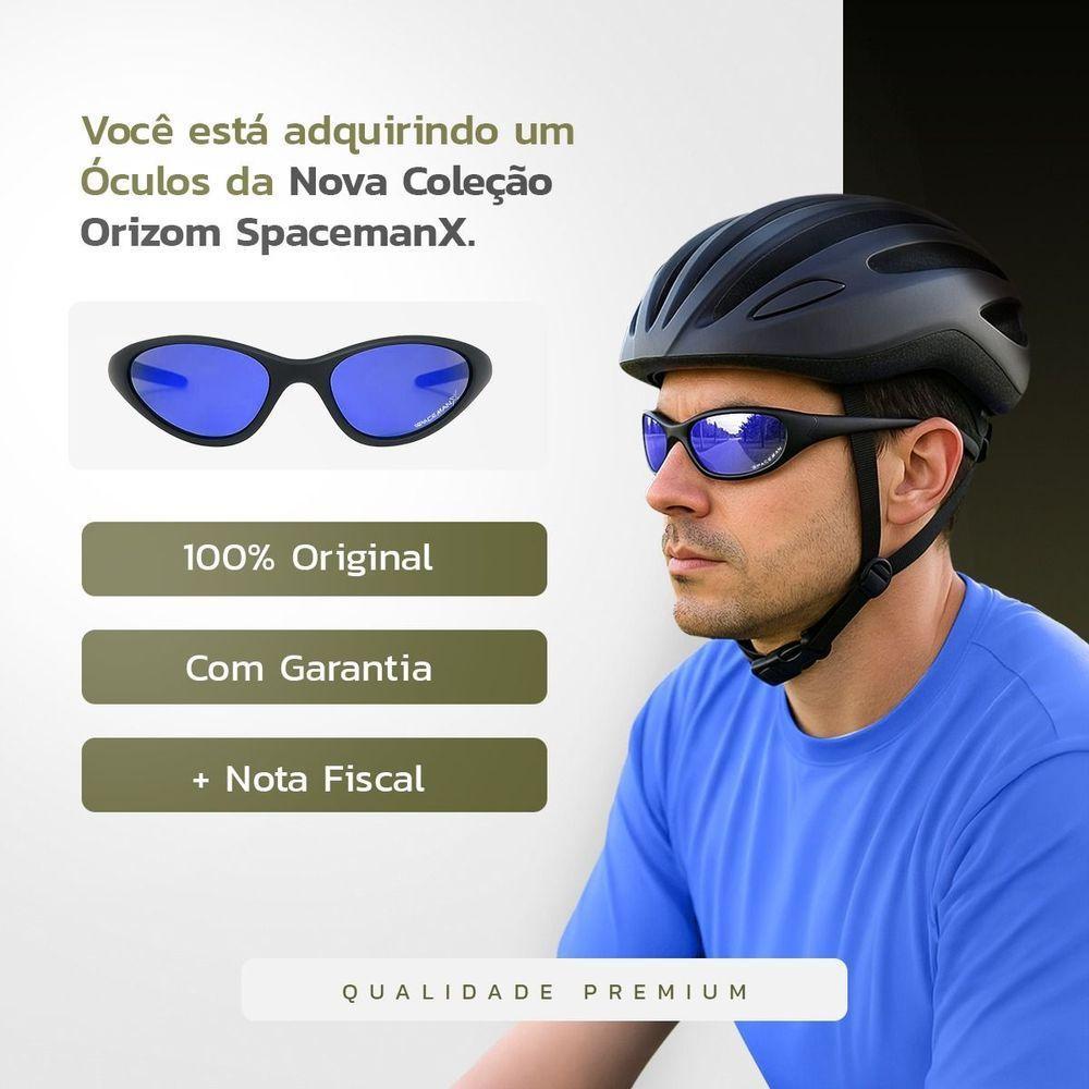 Oculos Azul Uv400 Bike Ciclismo Esportivo + Case Lente Espelhada Qualidade Premium Vilão Presente - 5