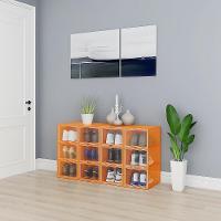 Kit Organizador Tênis Sapatos Salto 6 Caixas Empilhável Abertura Frontal Luxo Closet Quarto Compacto Laranja - 3