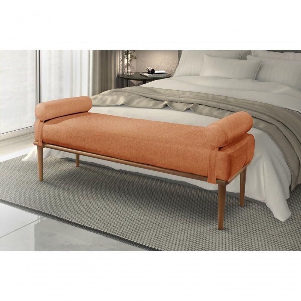 Recamier Banco Berlim Luxo Madeira Maciça Castellar Móbile Linho Terracota Linho Terracota - 4
