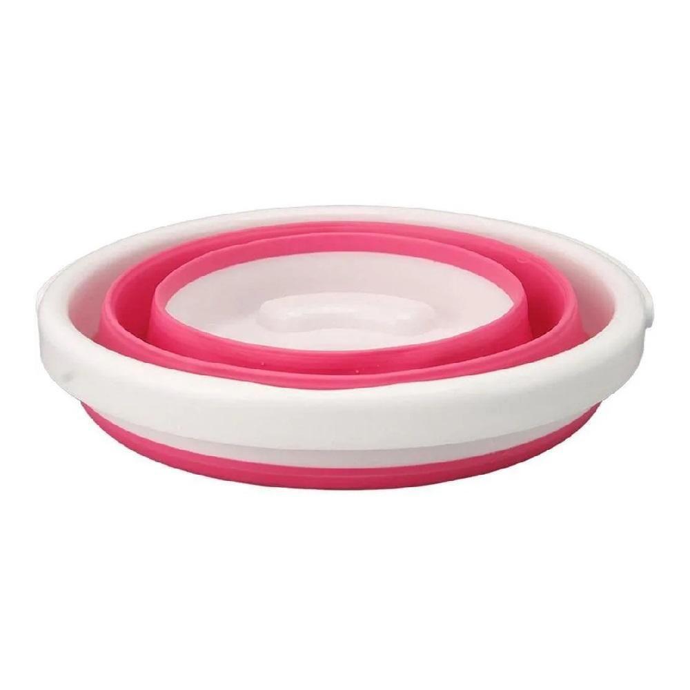 Balde Multiuso Retrátil Flexível Limpeza Doméstico Capacidade 10l Compacto Silicone Rosa - 6