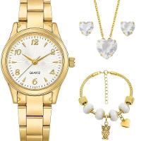 Relogio Feminino Aco Inox Banhado + Pulseira + Colar Brincos Analogico Ponteiro Pingente Social - 1