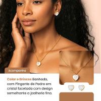 Relogio Feminino Aco Inox Banhado + Pulseira + Colar Brincos Analogico Ponteiro Pingente Social - 2