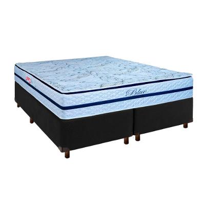 Cama Box + Colchão Queen Molas Ensacadas Blue Paropas