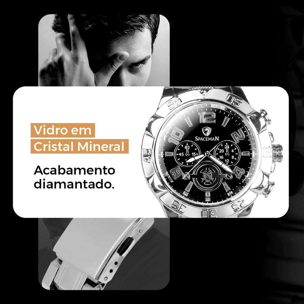 Relogio Masculino Prova Dagua Prata + Cordao Cruz + Caixa Qualidade Premium Resistente Catolico - 6