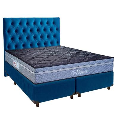 Conjunto Cama Box Blindado Casal + Colchão Molas Ensacadas Petrus Paropas + Cabeceira
