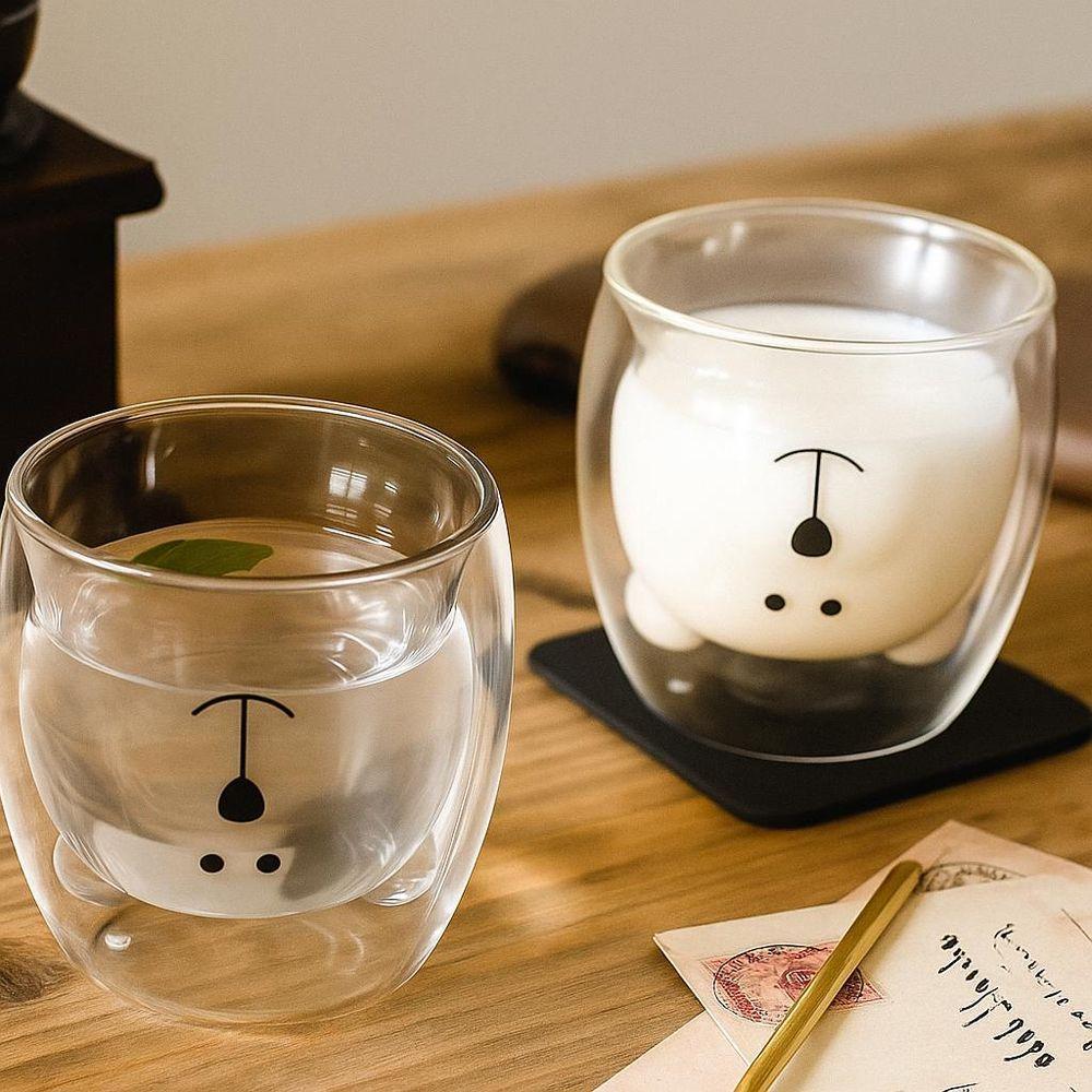 Caneca Urso Dupla Camada Vidro Resistente Ao Calor 250m - 3