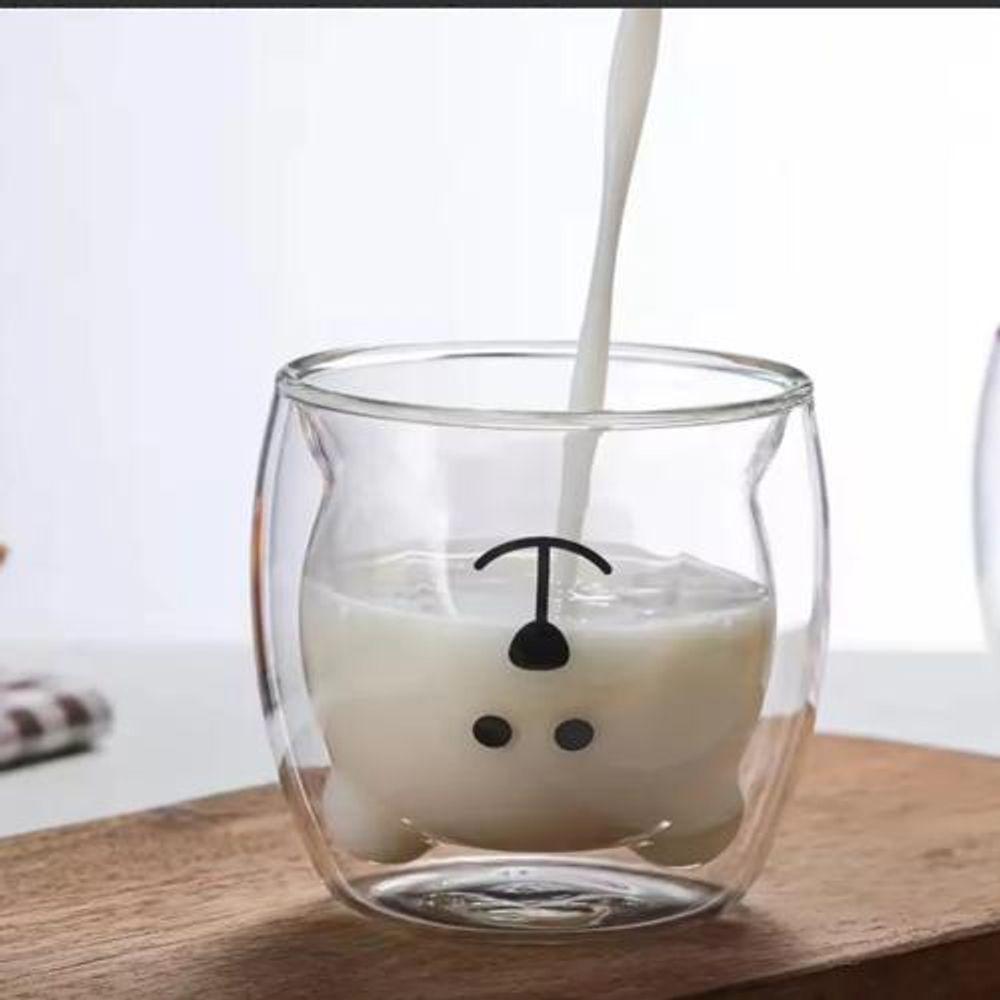 Caneca Urso Dupla Camada Vidro Resistente Ao Calor 250m - 4