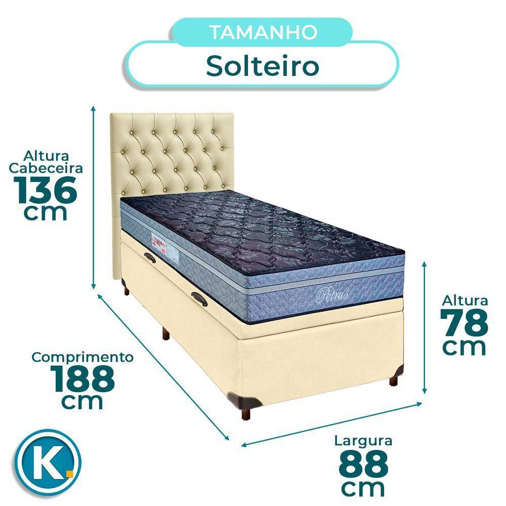 Kit Cama Box Bau + Cabeceira + Colchão Solteiro Molas Ensacadas - Petrus - Paropas - 3