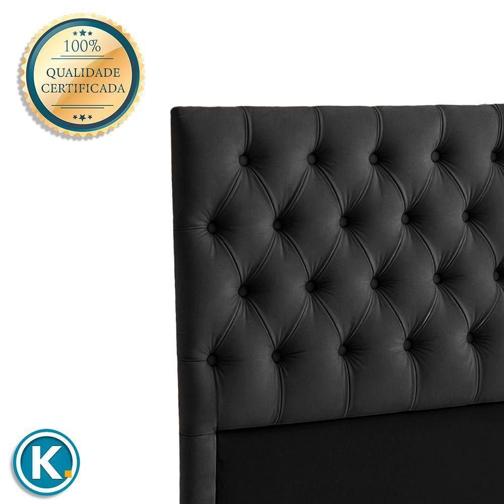 Cabeceira Estofada Solteiro Luna Nature Veludo Preto 88x136 - 5