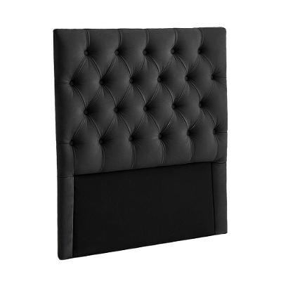 Cabeceira Estofada Solteiro Luna Nature Veludo Preto 88x136