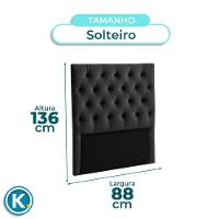 Cabeceira Estofada Solteiro Luna Nature Veludo Preto 88x136 - 2