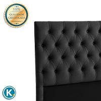 Cabeceira Estofada Solteiro Luna Nature Veludo Preto 88x136 - 5