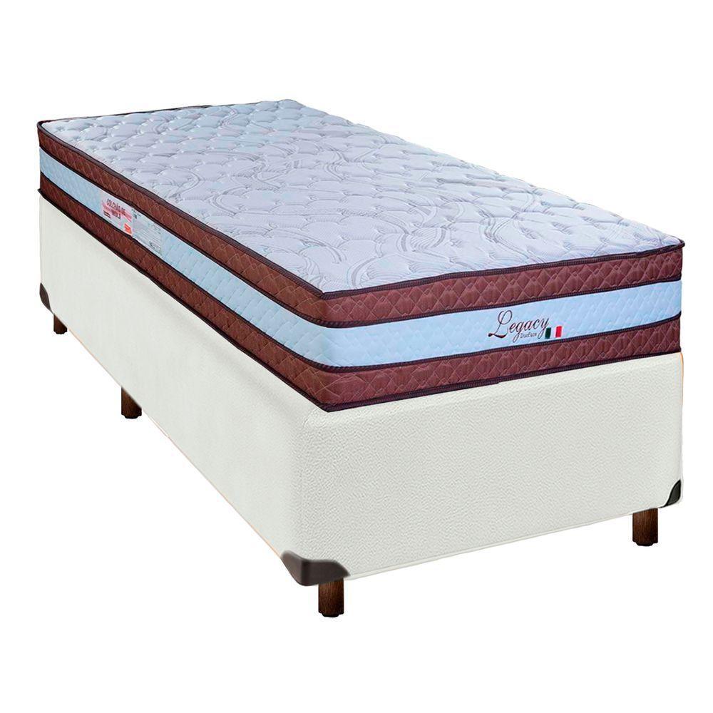 Conjunto Cama Box Branco Solteiro + Colchão Molas Ensacadas Legaccy Paropas - 1