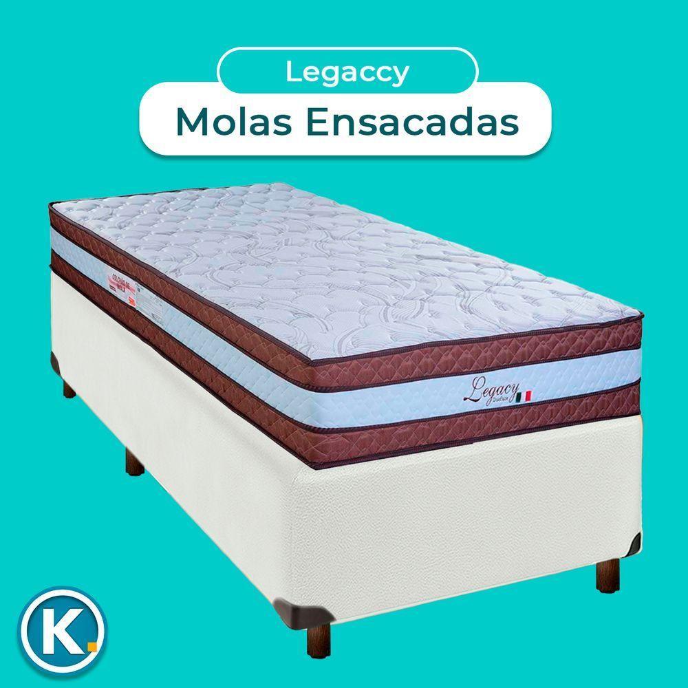 Conjunto Cama Box Branco Solteiro + Colchão Molas Ensacadas Legaccy Paropas - 2