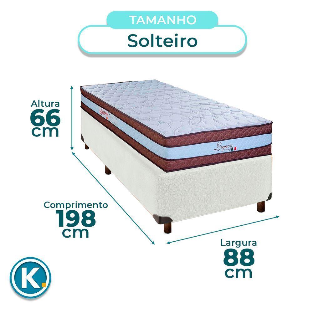 Conjunto Cama Box Branco Solteiro + Colchão Molas Ensacadas Legaccy Paropas - 4