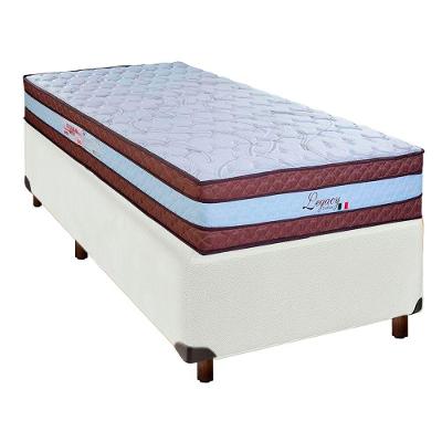 Conjunto Cama Box Branco Solteiro + Colchão Molas Ensacadas Legaccy Paropas