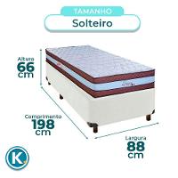 Conjunto Cama Box Branco Solteiro + Colchão Molas Ensacadas Legaccy Paropas