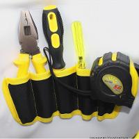 Bolsa Porta Ferramenta Impermeável Cartucheira Encanador Eletricista Alça Transversal Regulável 2 Bolsos Amarela - 3