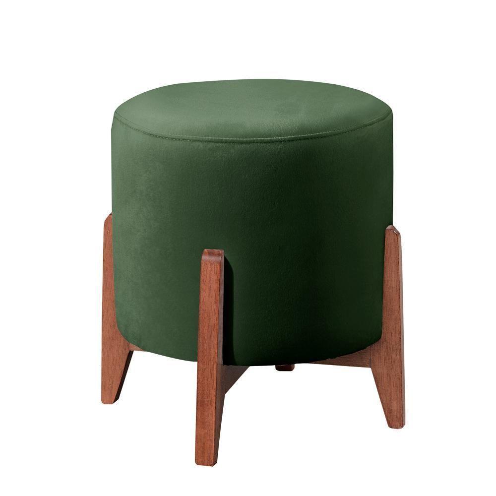 Puff Banqueta Thor Luxo Madeira Maciça Castellar Móbile Veludo Verde - 1